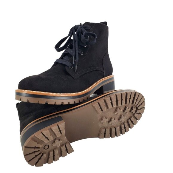 Kensie 9 Boots Kasha Combat Lace Up Zip Vegan Suede Chunky Lug Platform Shoes - Picture 7 of 16